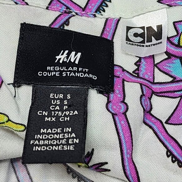 Cartoon Network Men’s Rick and Morty Zombie Shirt Button Down Short Sleeve Small - Picture 7 of 11